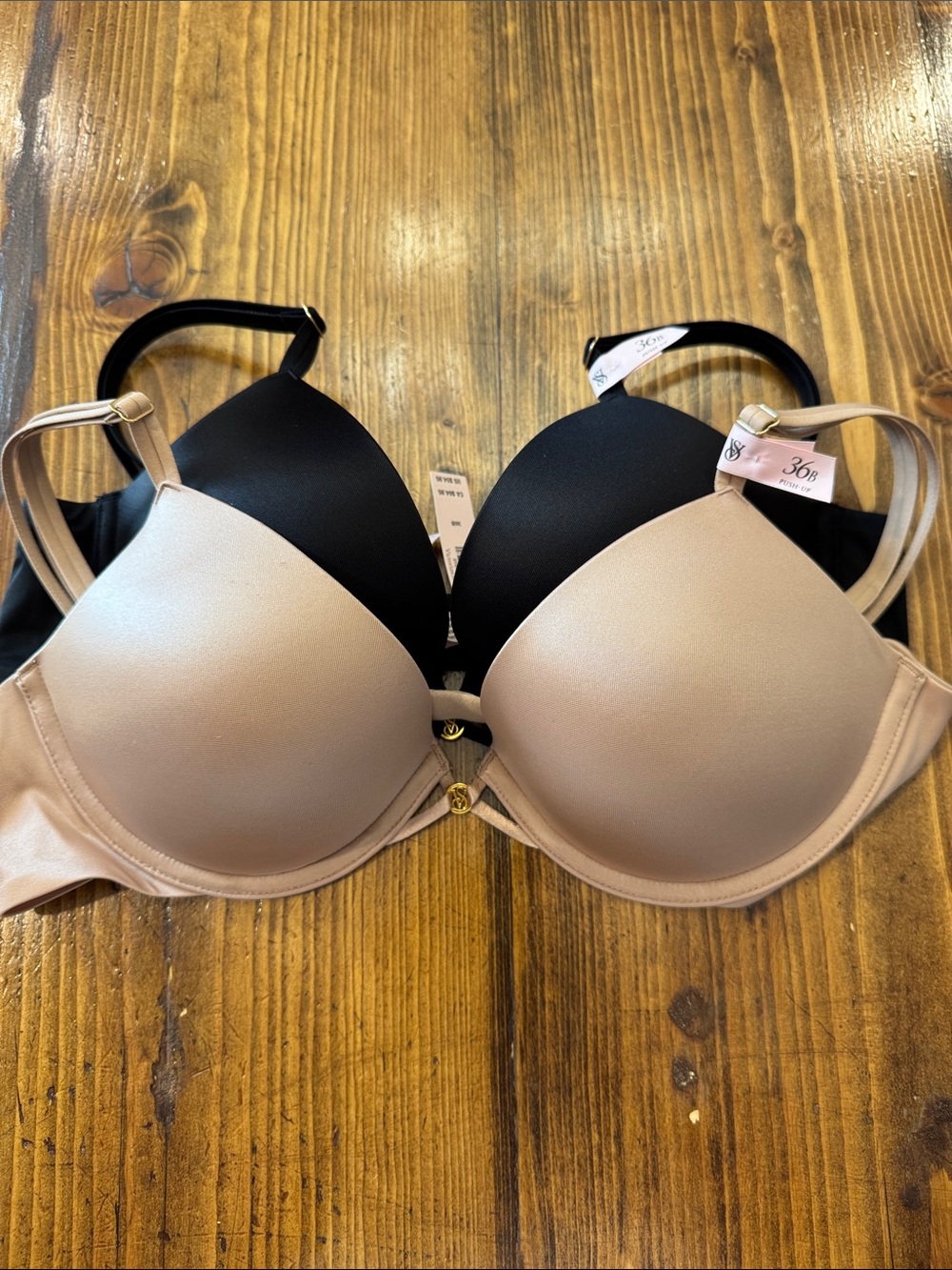 Victoria's Secret Smooth Push-Up Bra Set — Black & Nude Bundle